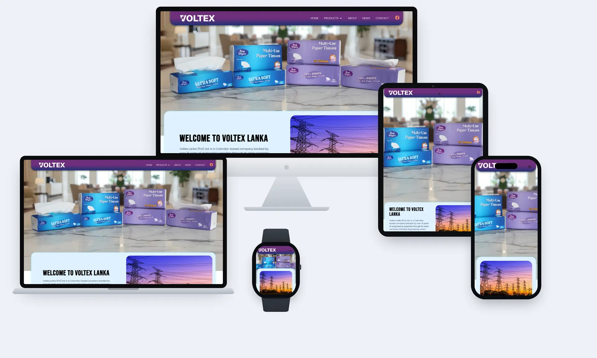 Electrical & Tissue Brand Website | Voltex Lanka Case Study