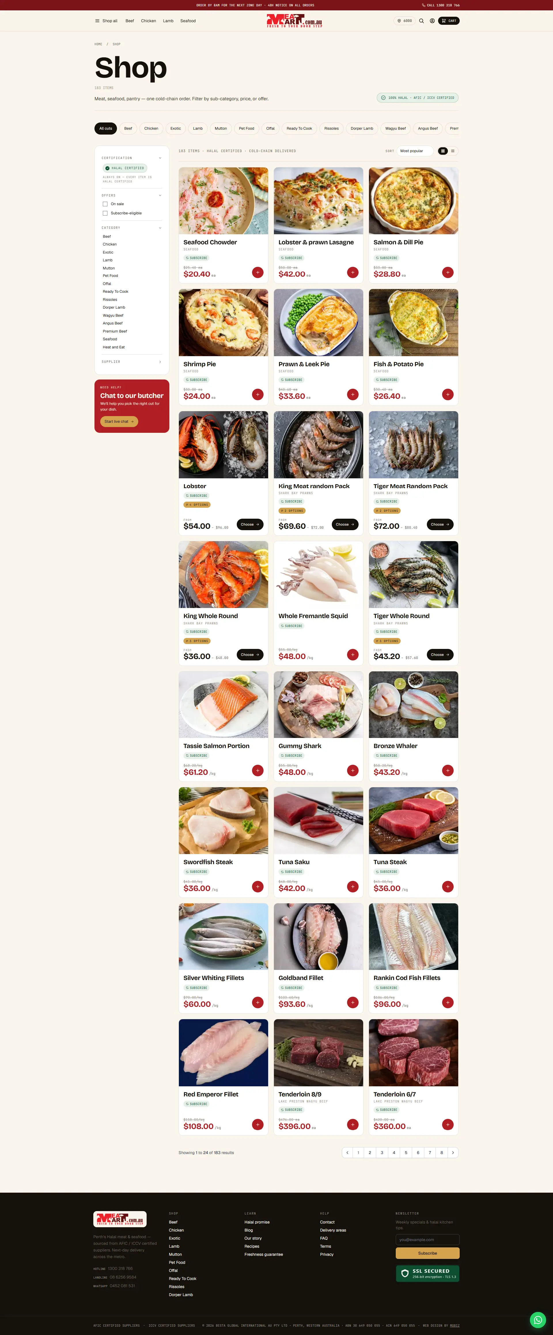 Halal Butcher E-Commerce | Meatmart Australia (Perth) | Portfolio | Mobiz International