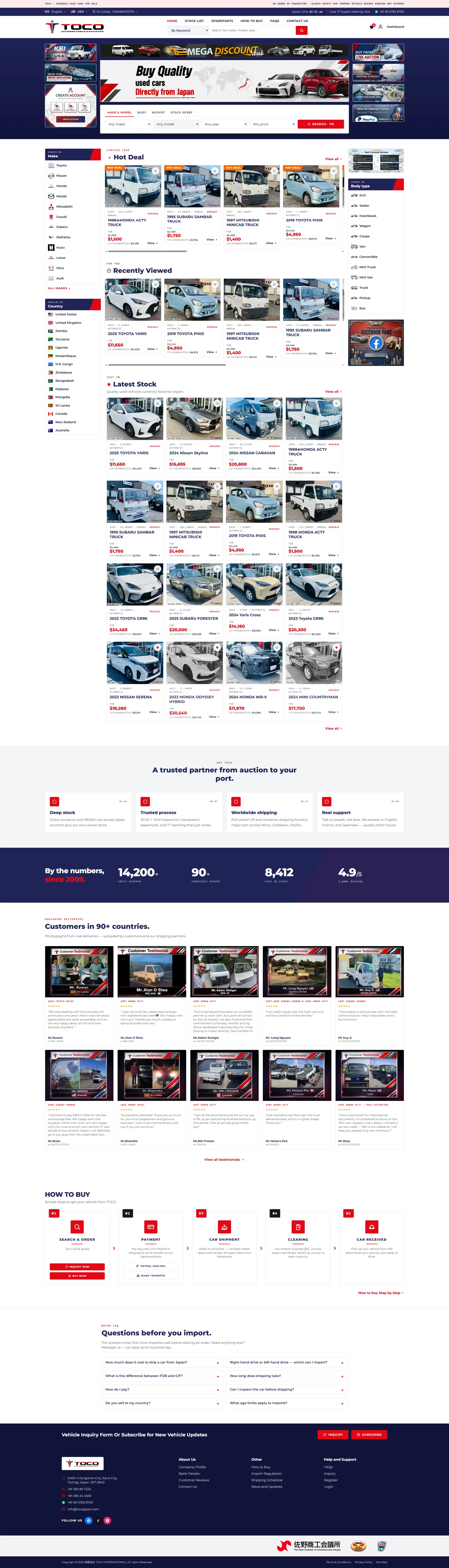 Japanese Vehicle Export Platform | TOCO International | Portfolio | Mobiz International
